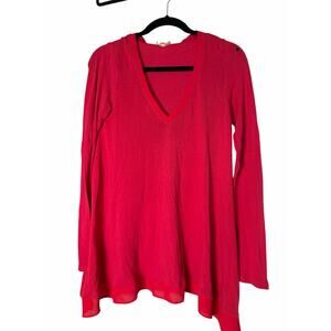 Anthropologie Deletta Barbiecore Hot Pink Tunic Dress Long Sleeve Flowy Medium